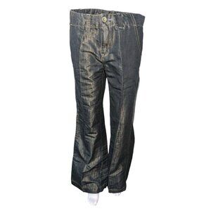 FYLO Womens Jeans Pants Shimmery Waxy Gold Light Blue Flared Leg Size 6